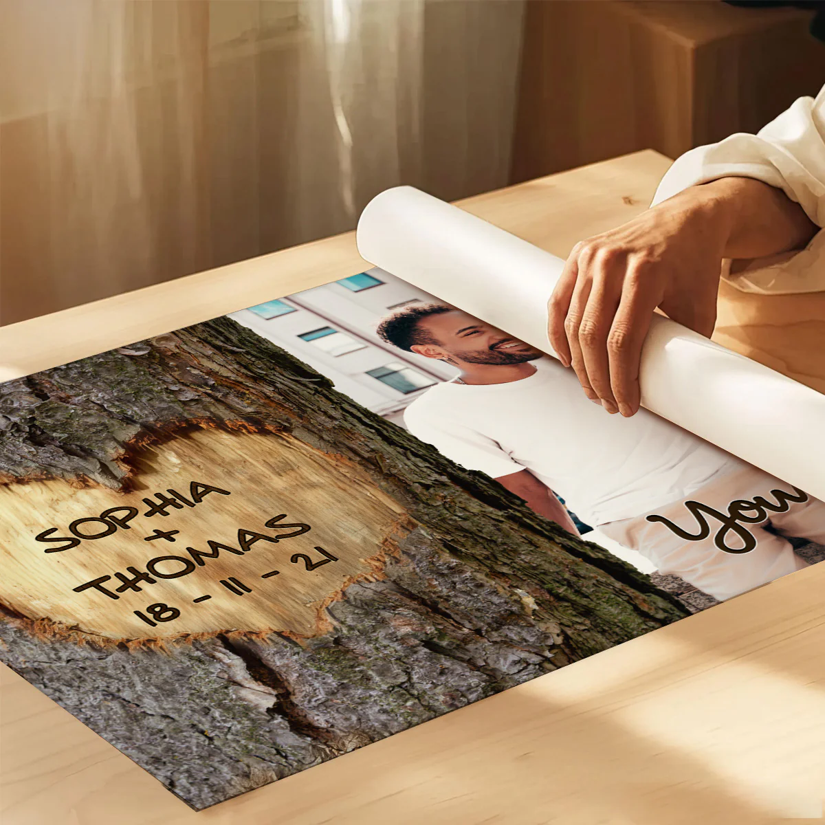 You & Me We Got This Couple Custom Photo Heart Carved Tree - Personalized Poster - Anniversary Gift, Valentine's Gift For Him, For Her - Image 6