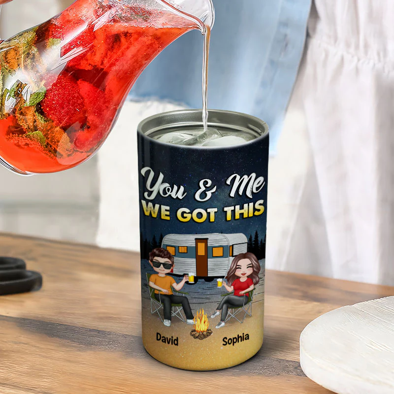 You Me We Got This Doll Couple Campsite At Night Personalized 4 In 1 Can Cooler - Image 6