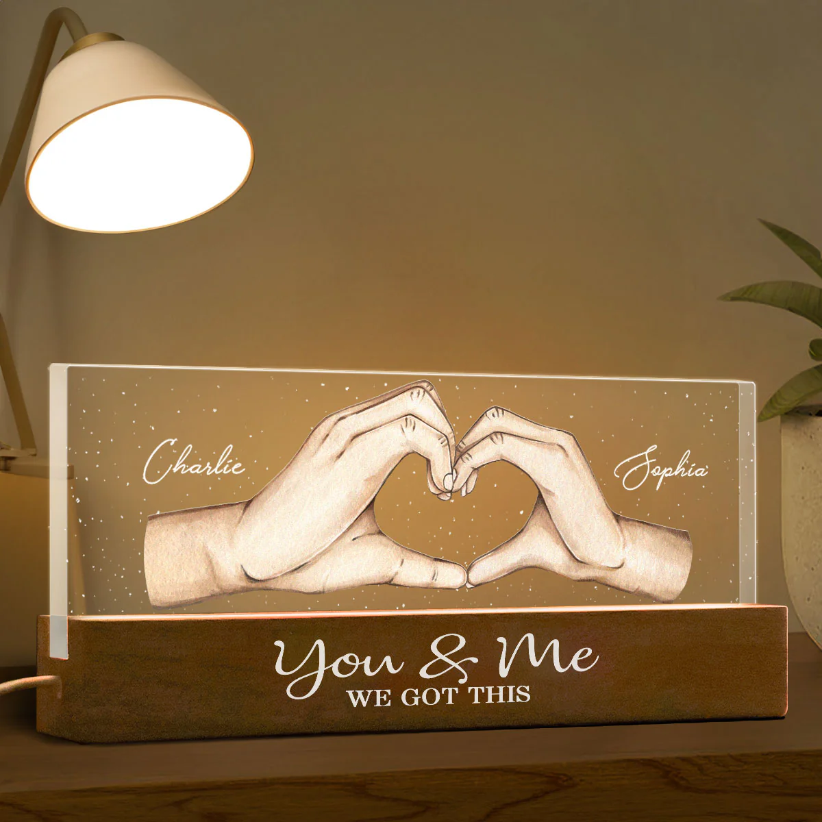 You Me We Got This Heart Hands Personalized Acrylic LED Night Light - Image 7
