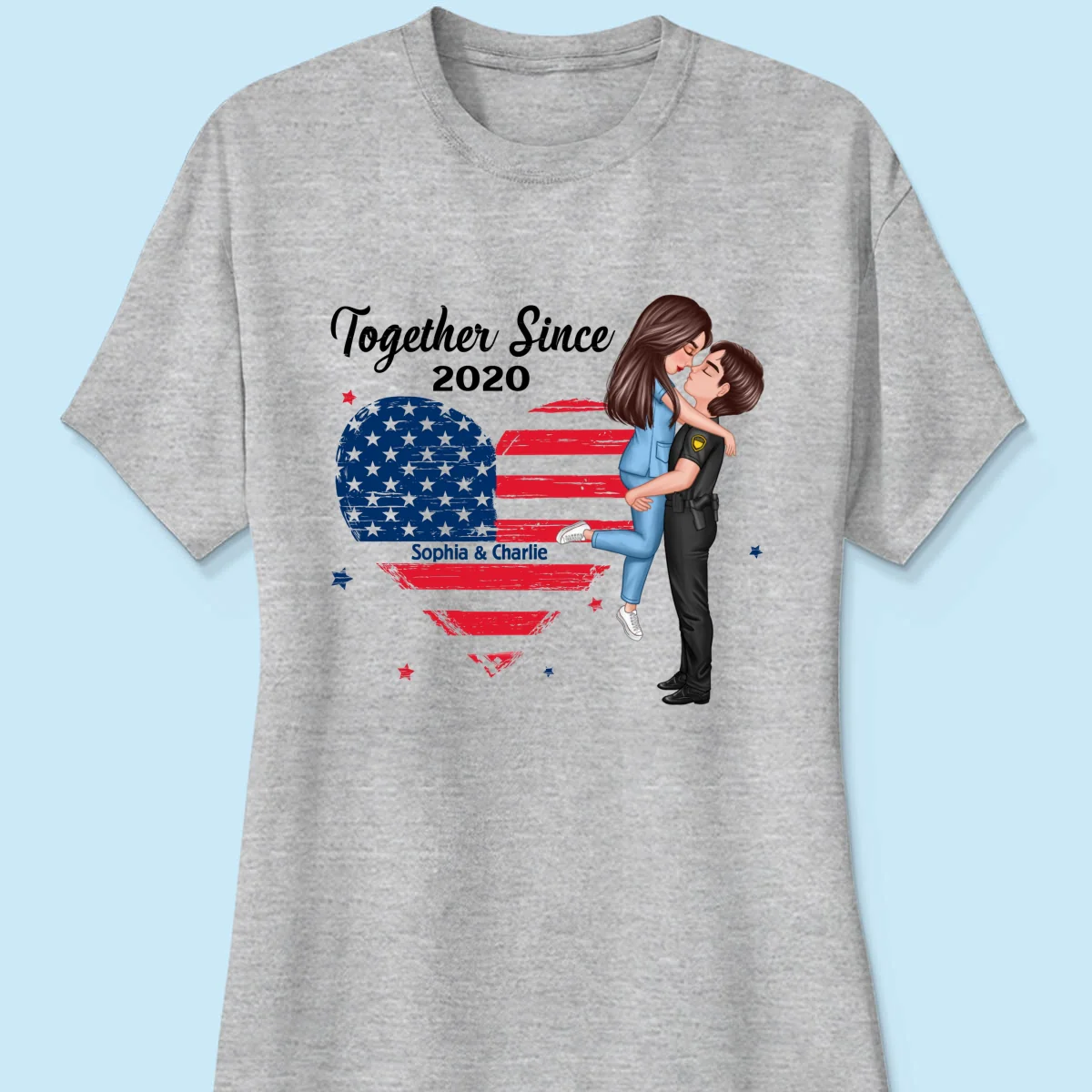 You & Me We Got This Hero Couple Hugging Kissing Nation Flag Heart Personalized Shirt, Gift by Occupation, Anniversary Gift For Him For Her - Image 13