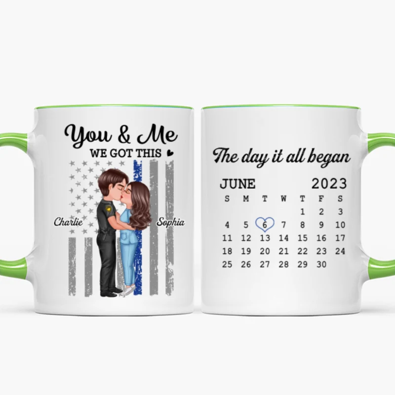 You & Me We Got This Hero Couple Kissing Anniversary Calendar Keepsake Personalized Mug - Image 16
