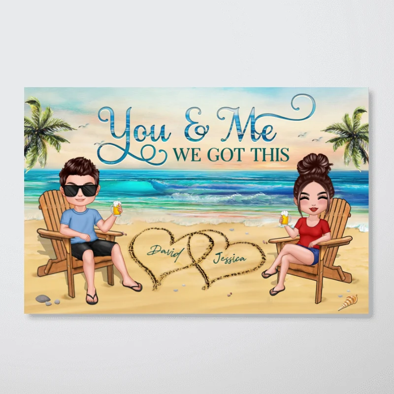 You Me We Got This Summer Doll Couple On Beach Personalized Horizontal Poster, The Perfect Personalized Anniversary Gift For Him, For Her - Image 5