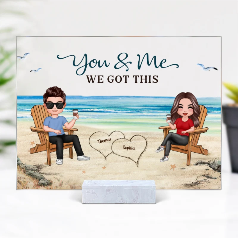 You Me We Got This Summer Doll Couple On Beach Personalized Horizontal Acrylic Plaque - Image 4