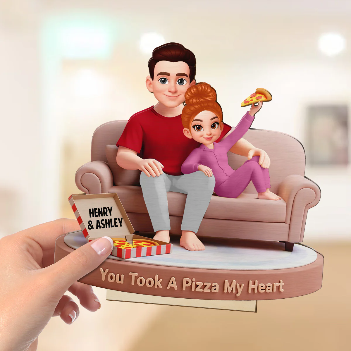 You Took A Pizza My Heart - Personalized Standing Wooden Plaque - Gift for Couple, for Him, for Her - Image 4