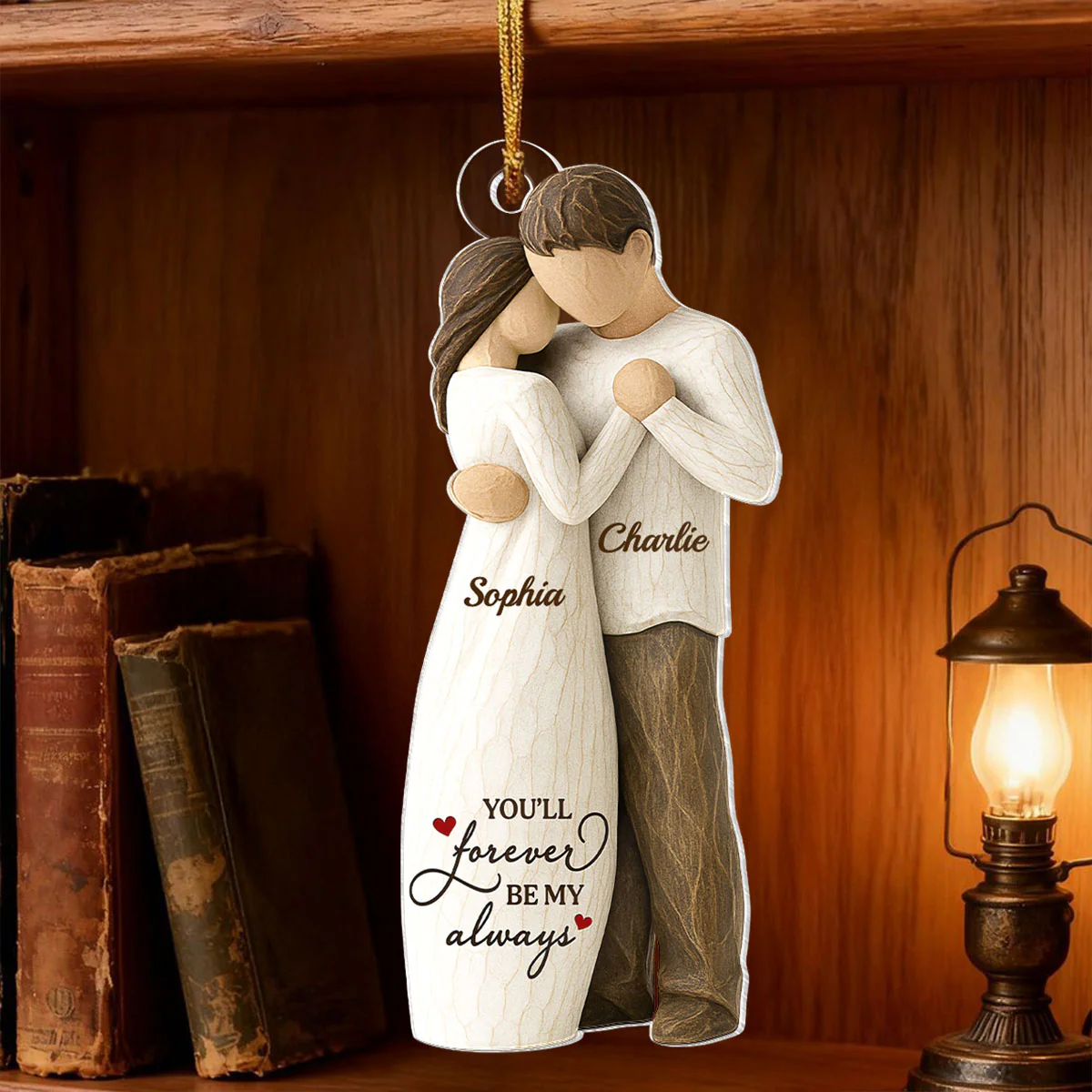 You Will Forever Be My Always Wooden Figurine - Personalized Acrylic Ornament - Heartwarming Gift For Him, For Her, For Couple - Image 4