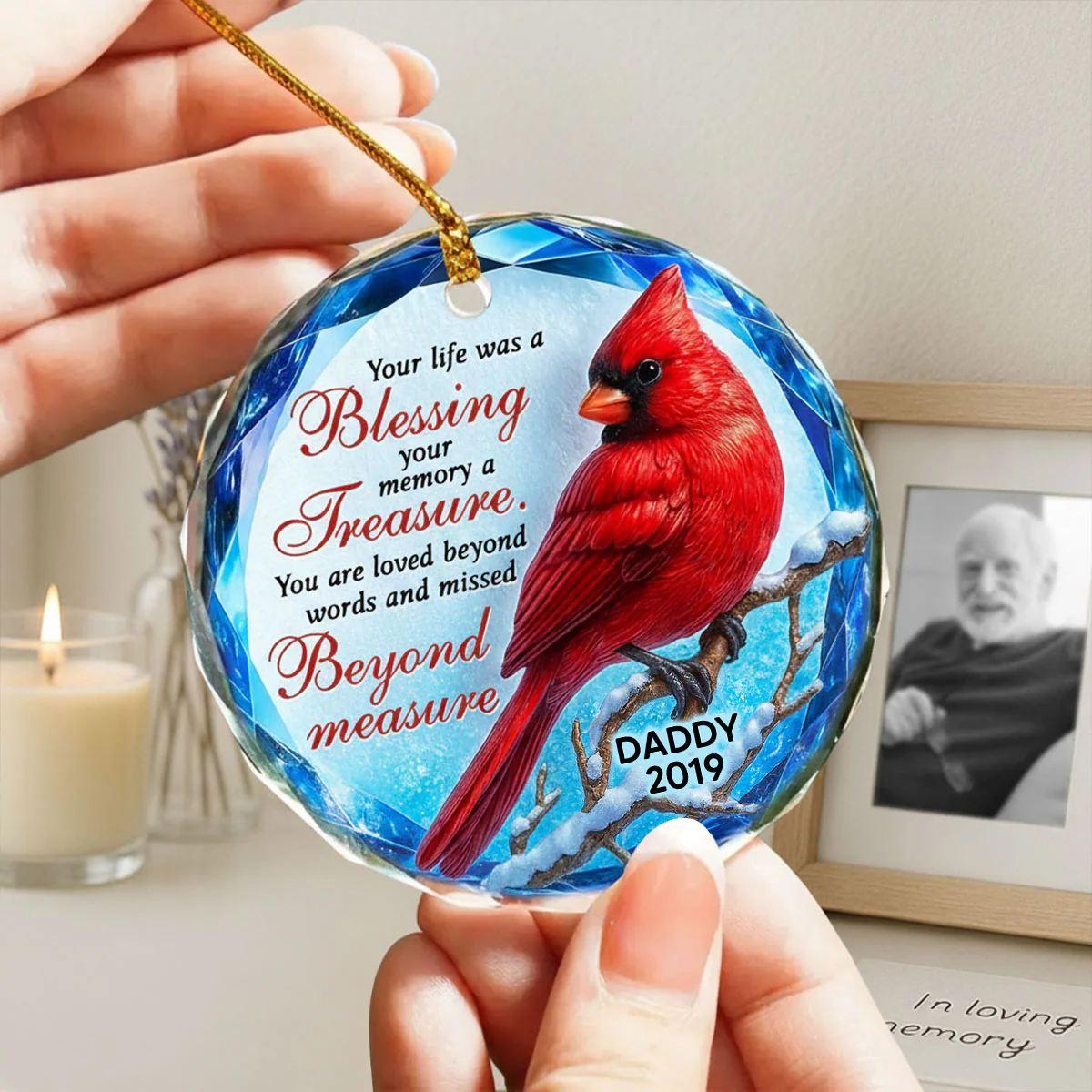 Your Life Was a Blessing 3D Effect - Personalized Glass Ornament - Heartwarming Christmas Keepsake for Loved Ones - Image 2