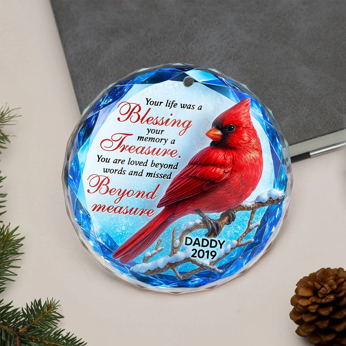 Your Life Was a Blessing 3D Effect - Personalized Glass Ornament - Heartwarming Christmas Keepsake for Loved Ones - Image 8