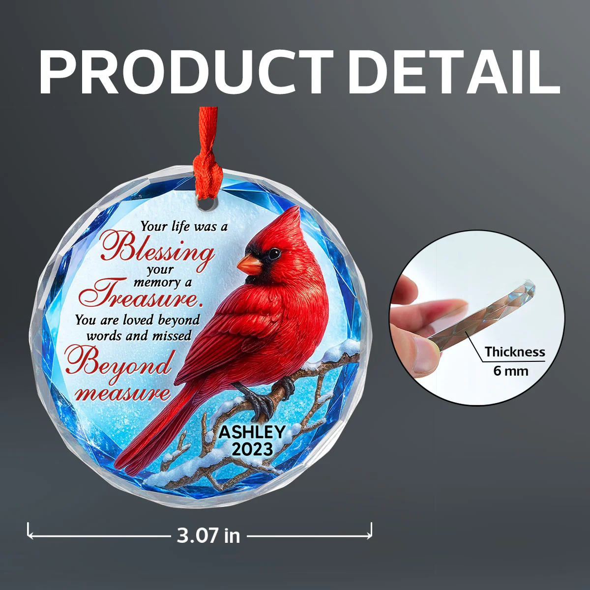Your Life Was a Blessing 3D Effect - Personalized Glass Ornament - Heartwarming Christmas Keepsake for Loved Ones - Image 9