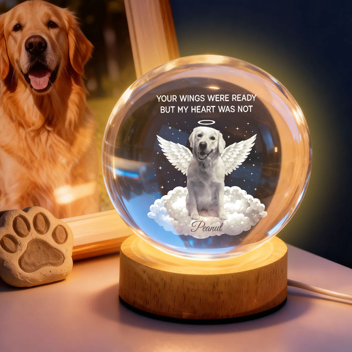 Your Light Will Always Shine in My Heart Pet Memorial - Personalized Crystal Ball LED Night Light - Heartfelt Remembrance Keepsake - Image 5