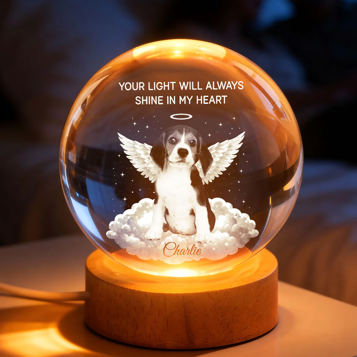 Your Light Will Always Shine in My Heart Pet Memorial - Personalized Crystal Ball LED Night Light - Heartfelt Remembrance Keepsake - Image 6
