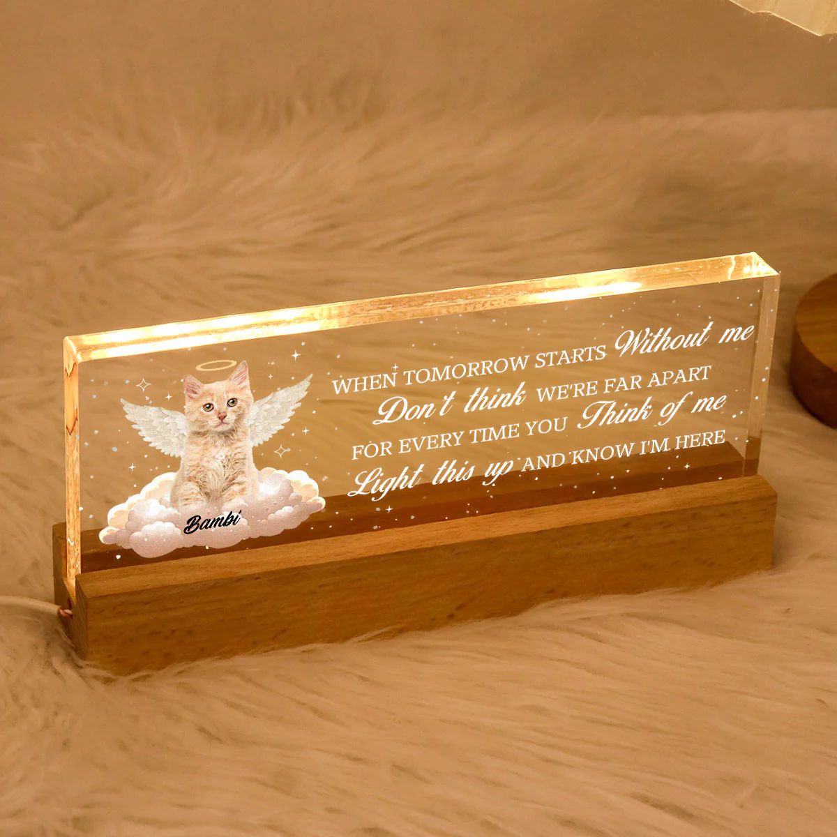 Your Light Will Always Shine In My Heart Personalized Acrylic Block LED Night Light, Sympathy Gift For Pet Owners - Image 6