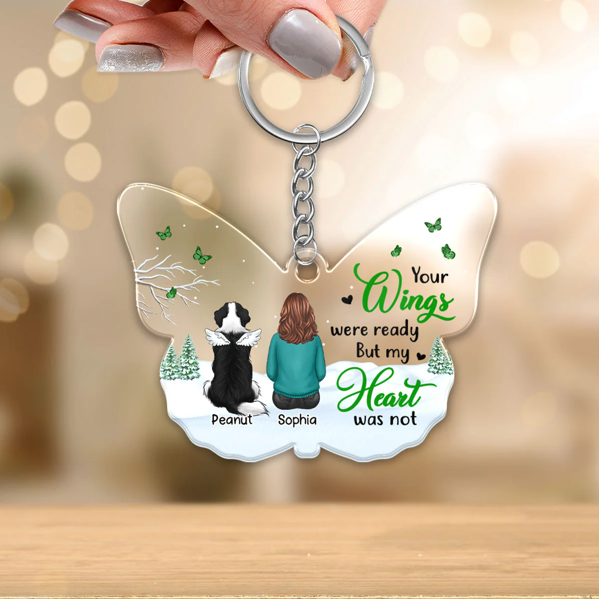 Your Wings Were Ready Dogs Memorial Personalized Acrylic Keychain - Image 3