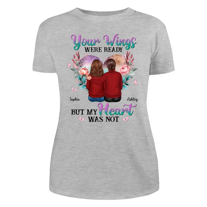 Your Wings Were Ready Heart Flowers Memorial Personalized Shirt - Image 10