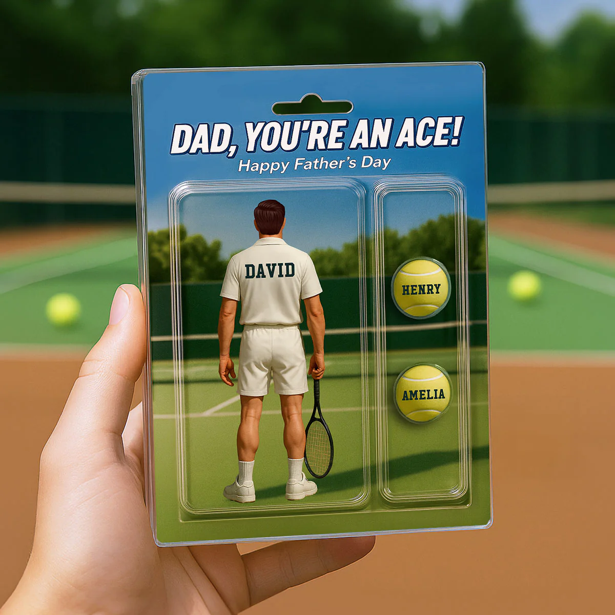 You're An Ace Tennis Dad With Kids' Names Custom Figure Personalized Acrylic Block Plaque, Gift For Him, For Dad