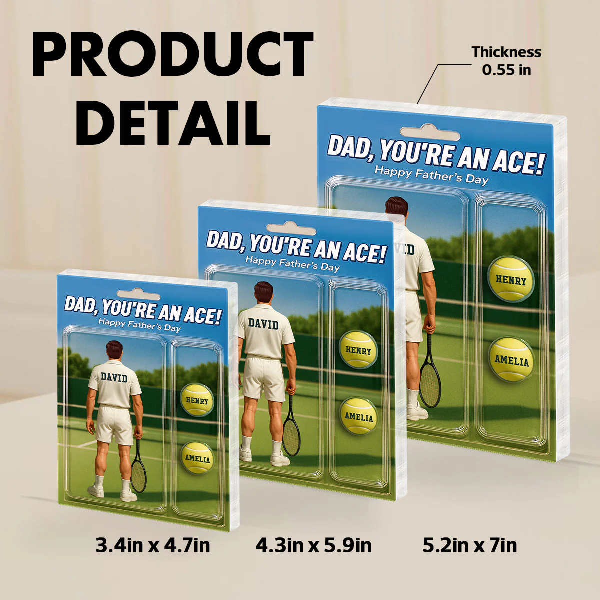 You're An Ace Tennis Dad With Kids' Names Custom Figure Personalized Acrylic Block Plaque, Gift For Him, For Dad - Image 10