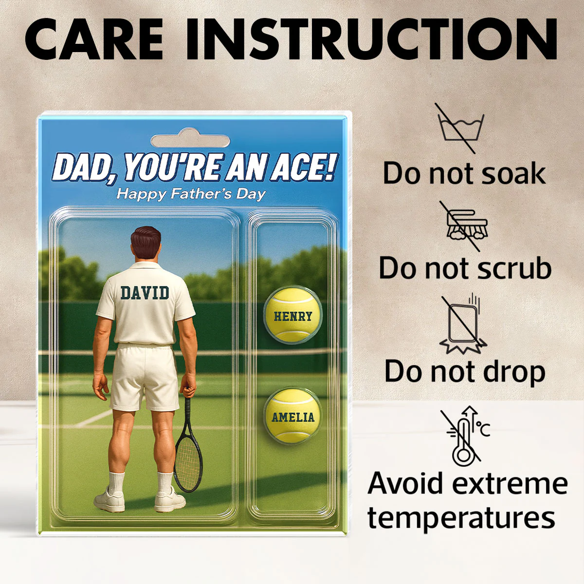 You're An Ace Tennis Dad With Kids' Names Custom Figure Personalized Acrylic Block Plaque, Gift For Him, For Dad - Image 11