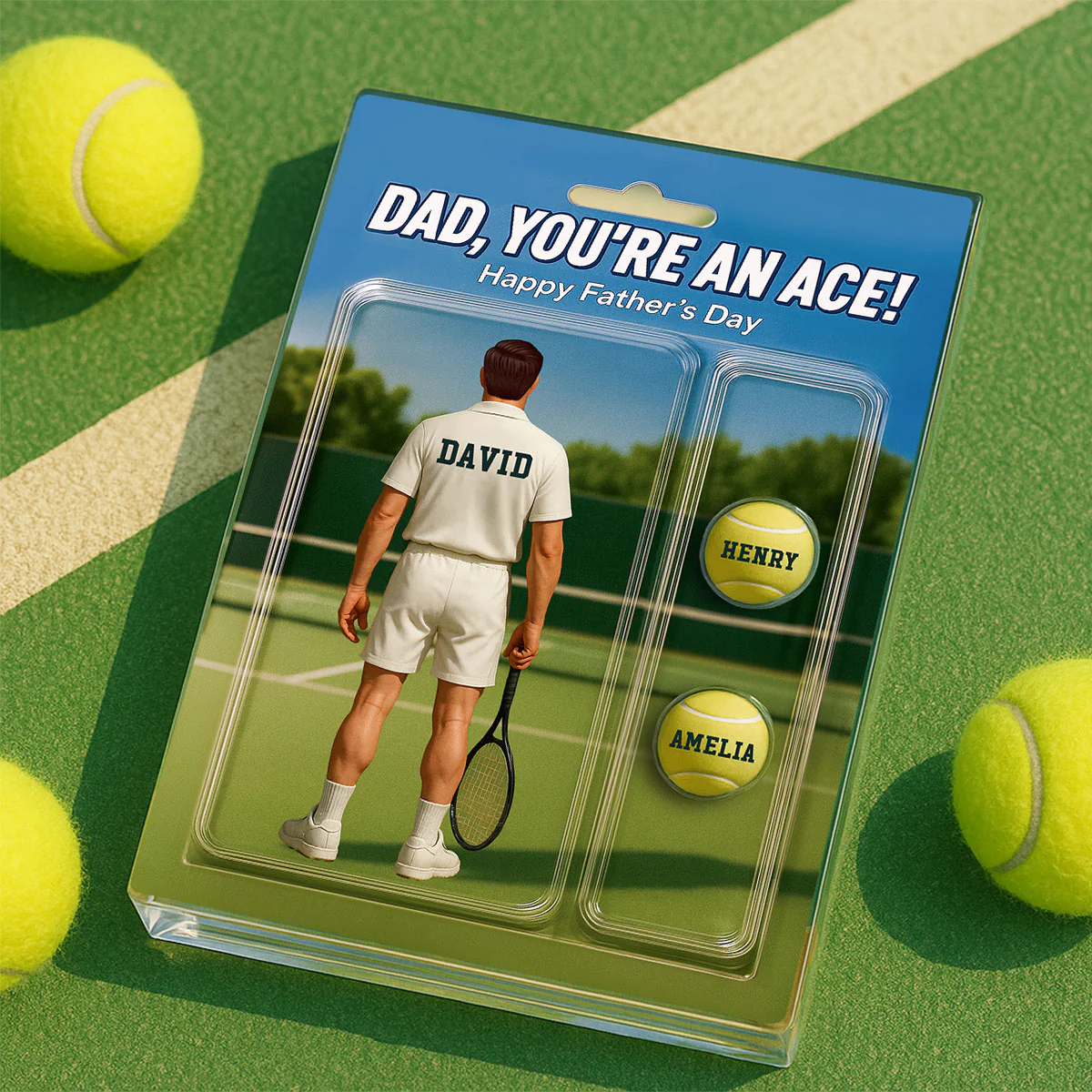 You're An Ace Tennis Dad With Kids' Names Custom Figure Personalized Acrylic Block Plaque, Gift For Him, For Dad - Image 2