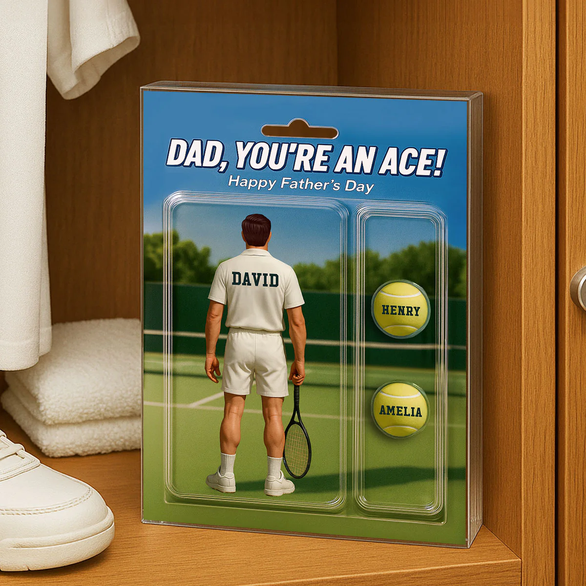 You're An Ace Tennis Dad With Kids' Names Custom Figure Personalized Acrylic Block Plaque, Gift For Him, For Dad - Image 3