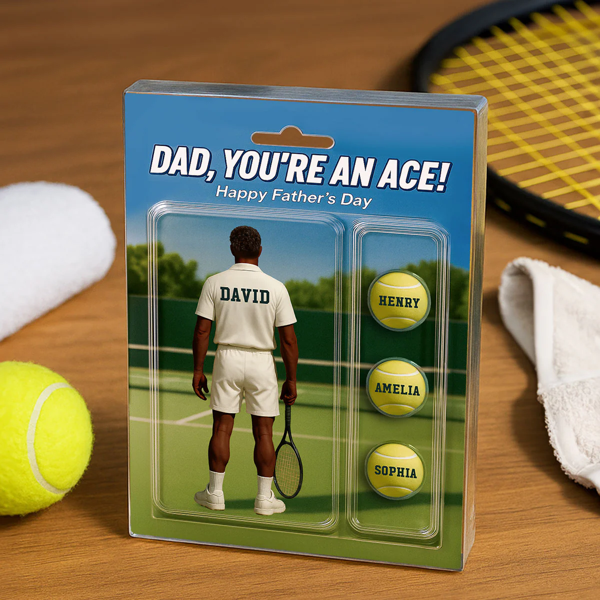 You're An Ace Tennis Dad With Kids' Names Custom Figure Personalized Acrylic Block Plaque, Gift For Him, For Dad - Image 4