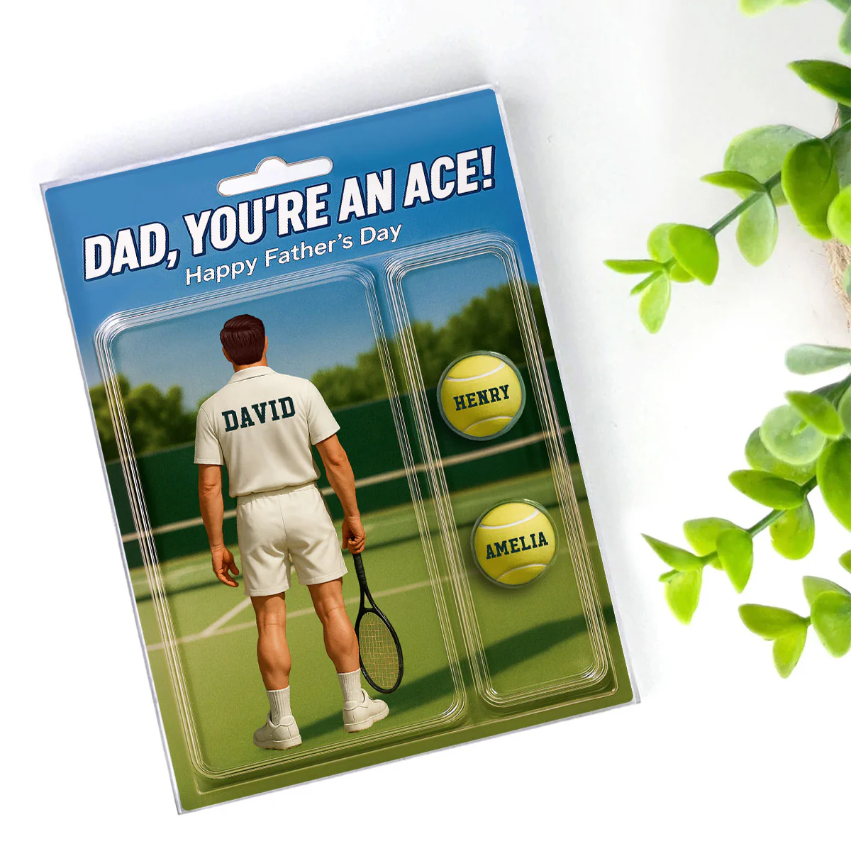 You're An Ace Tennis Dad With Kids' Names Custom Figure Personalized Acrylic Block Plaque, Gift For Him, For Dad - Image 5