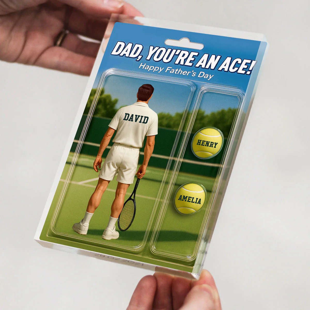 You're An Ace Tennis Dad With Kids' Names Custom Figure Personalized Acrylic Block Plaque, Gift For Him, For Dad - Image 6