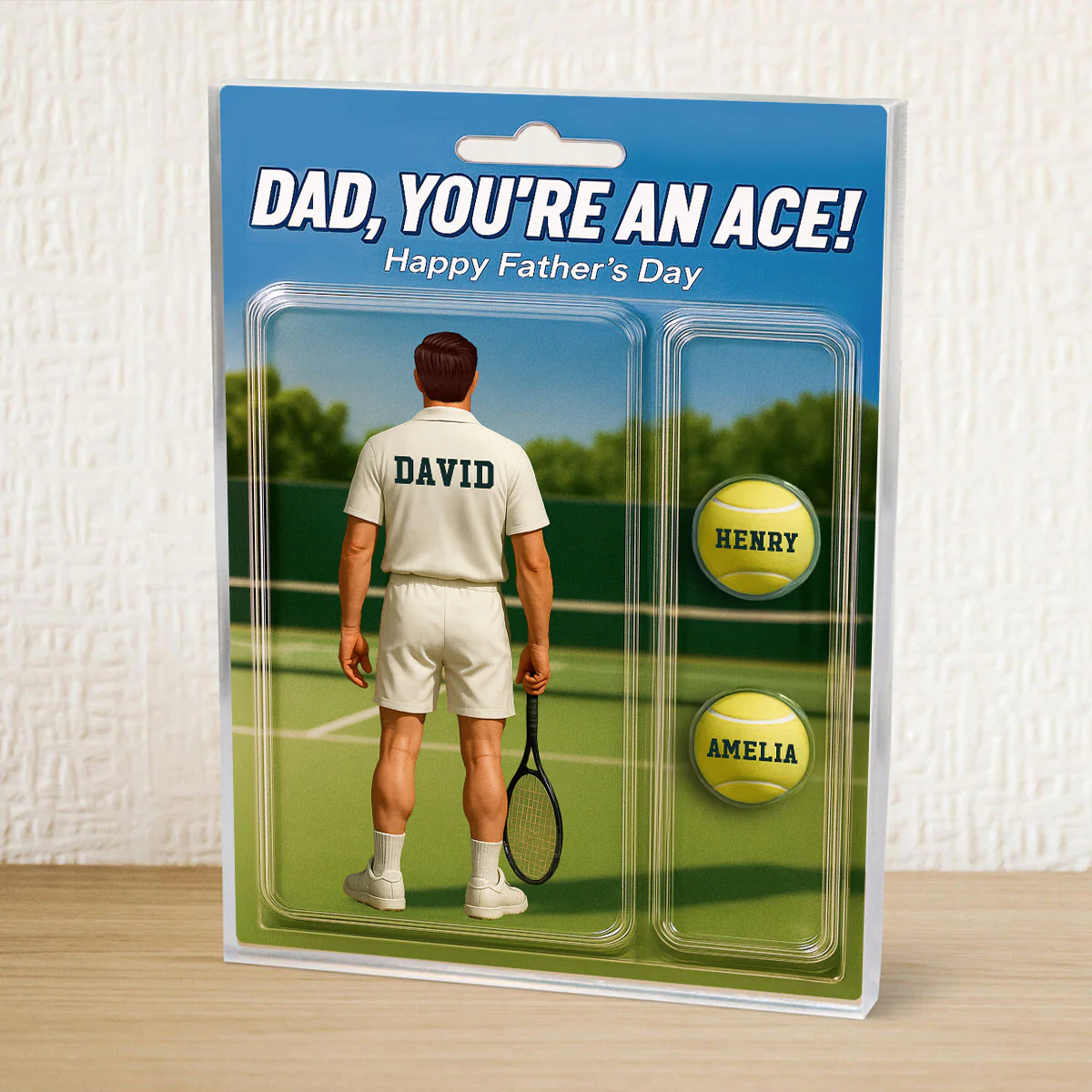 You're An Ace Tennis Dad With Kids' Names Custom Figure Personalized Acrylic Block Plaque, Gift For Him, For Dad - Image 8