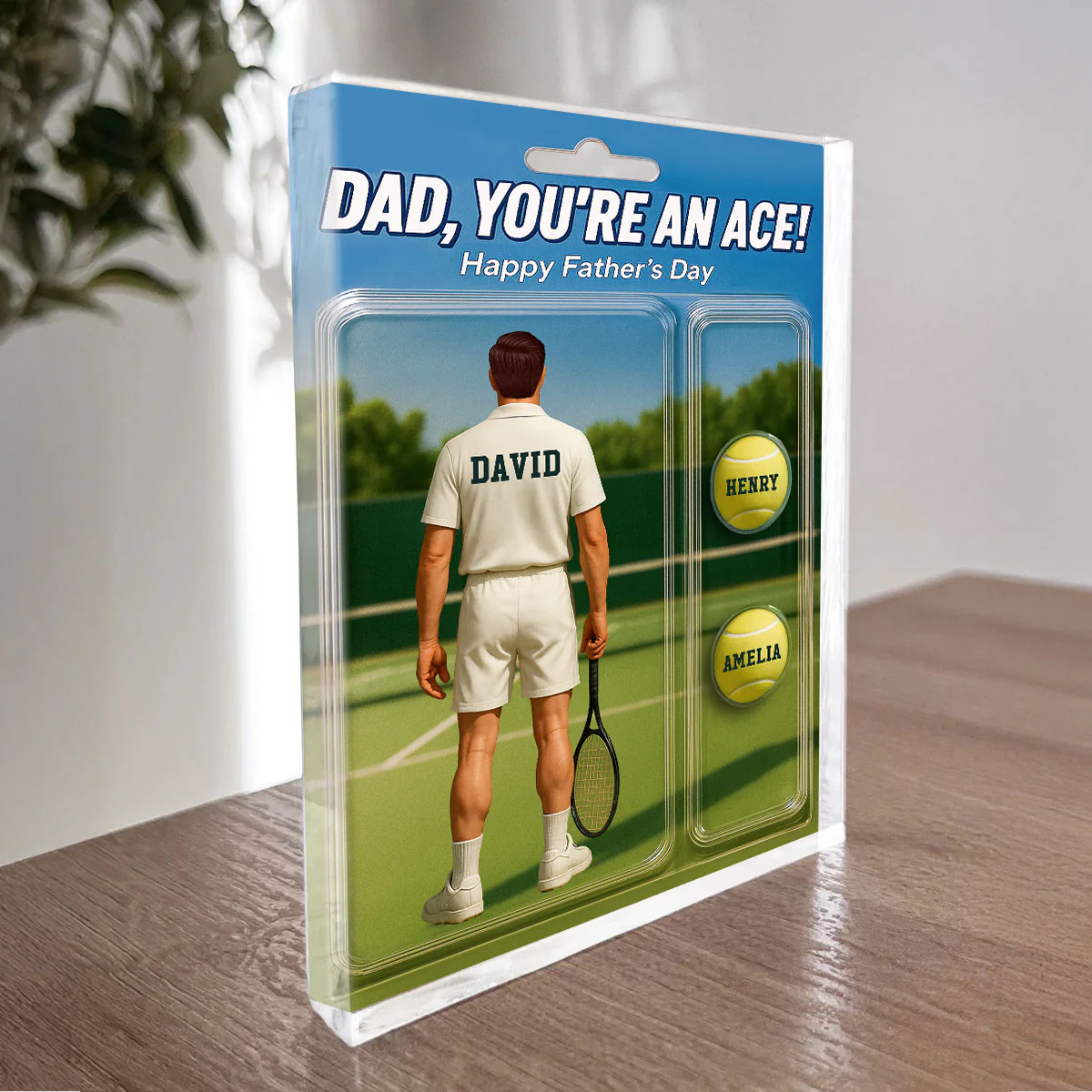 You're An Ace Tennis Dad With Kids' Names Custom Figure Personalized Acrylic Block Plaque, Gift For Him, For Dad - Image 9