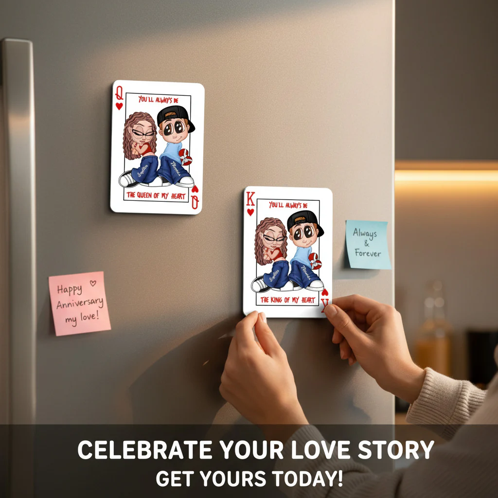 You're King/Queen Of My Heart Y2K Couple - Personalized Acrylic Fridge Magnet - Valentine's Day Gift, Anniversary Gift For Him, For Her - Image 3