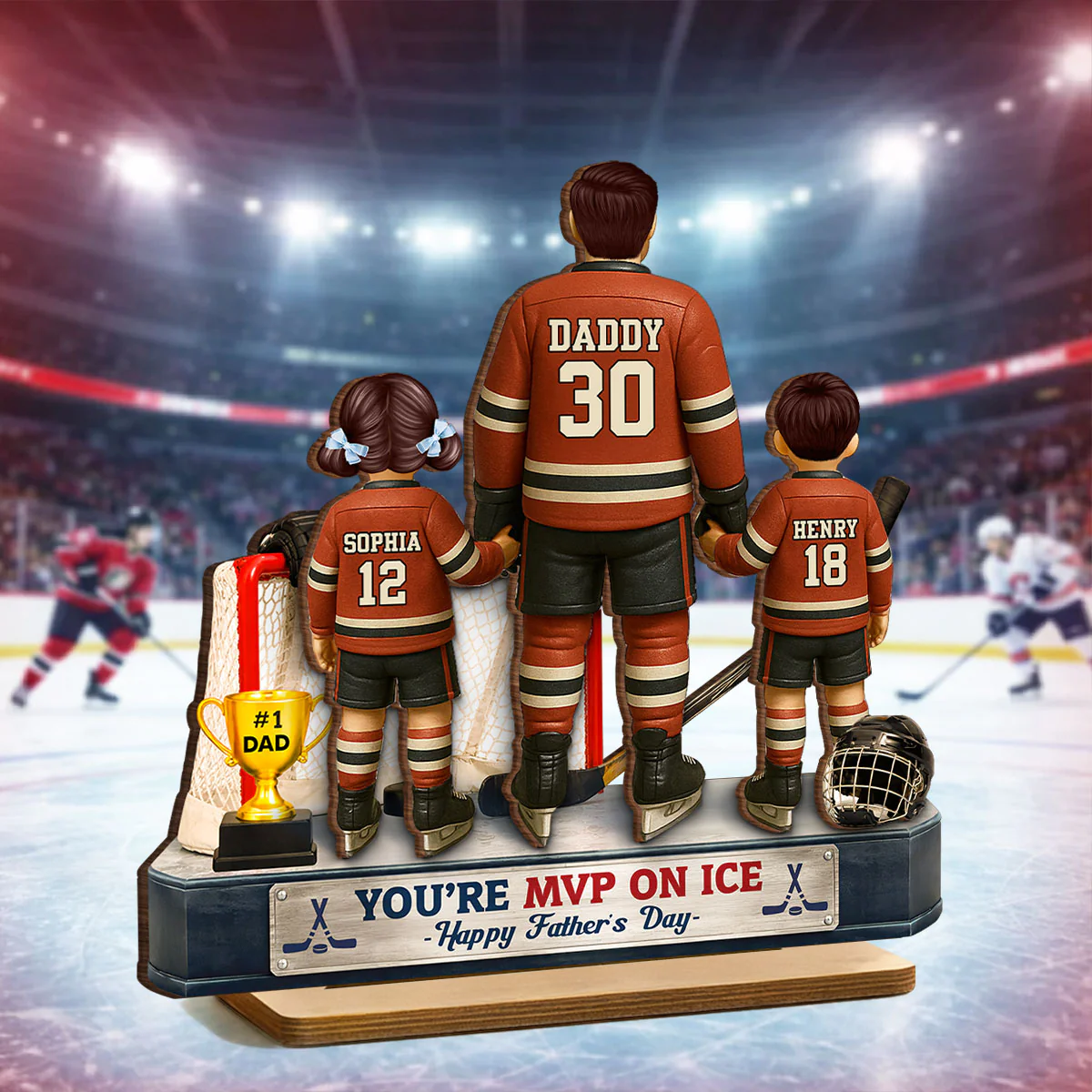 You're MVP On Ice Hockey Dad - Personalized 2-Layered Wooden Plaque - Gift For Hockey Dad, Gift For Husband - Image 2