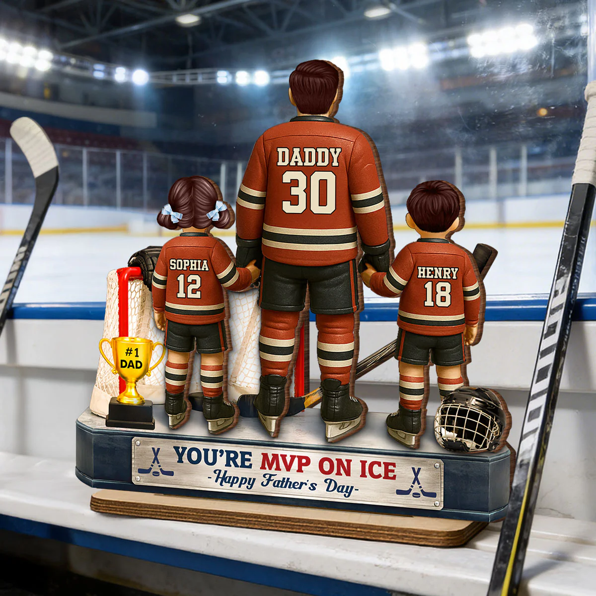 You're MVP On Ice Hockey Dad - Personalized 2-Layered Wooden Plaque - Gift For Hockey Dad, Gift For Husband - Image 4