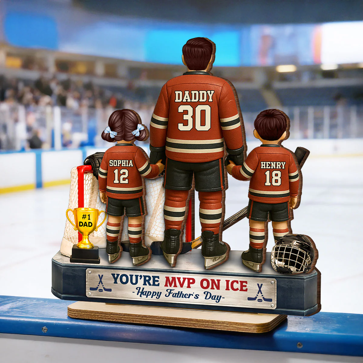 You're MVP On Ice Hockey Dad - Personalized 2-Layered Wooden Plaque - Gift For Hockey Dad, Gift For Husband - Image 5