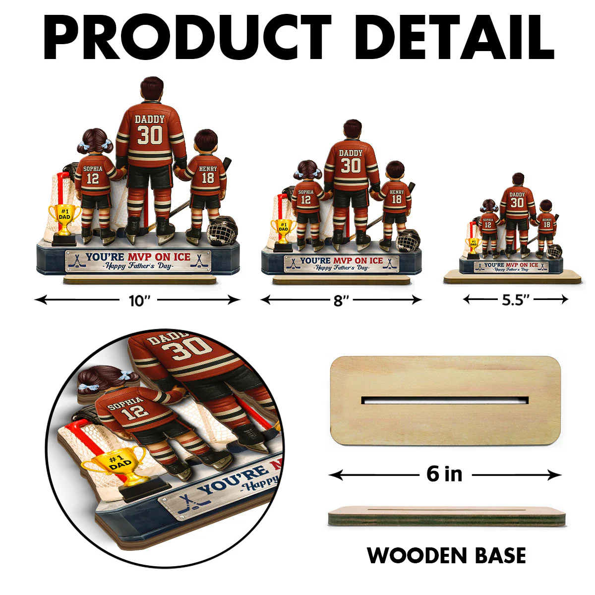 You're MVP On Ice Hockey Dad - Personalized 2-Layered Wooden Plaque - Gift For Hockey Dad, Gift For Husband - Image 6