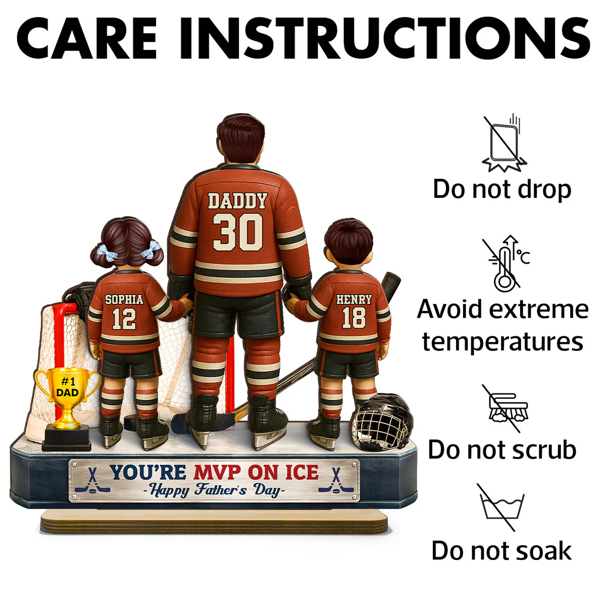 You're MVP On Ice Hockey Dad - Personalized 2-Layered Wooden Plaque - Gift For Hockey Dad, Gift For Husband - Image 7
