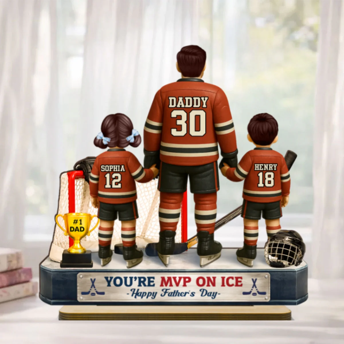 You're MVP On Ice Hockey Dad - Personalized 2-Layered Wooden Plaque - Gift For Hockey Dad, Gift For Husband - Image 8