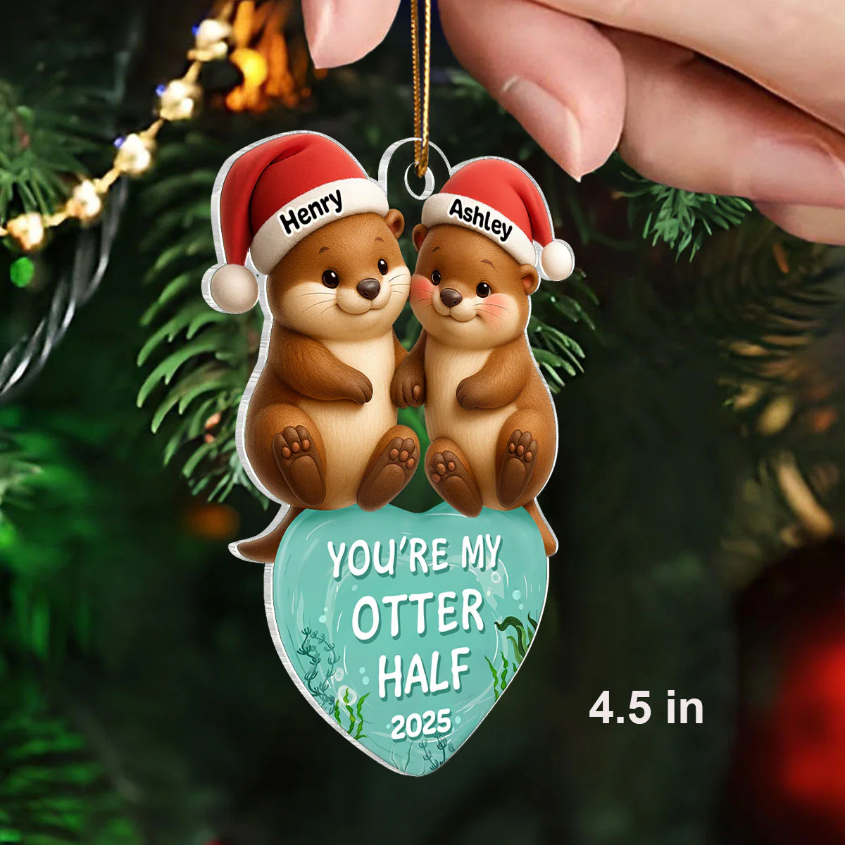 You’re My Otter Half - Personalized Acrylic Ornament - Christmas Gift for Couple - Image 2