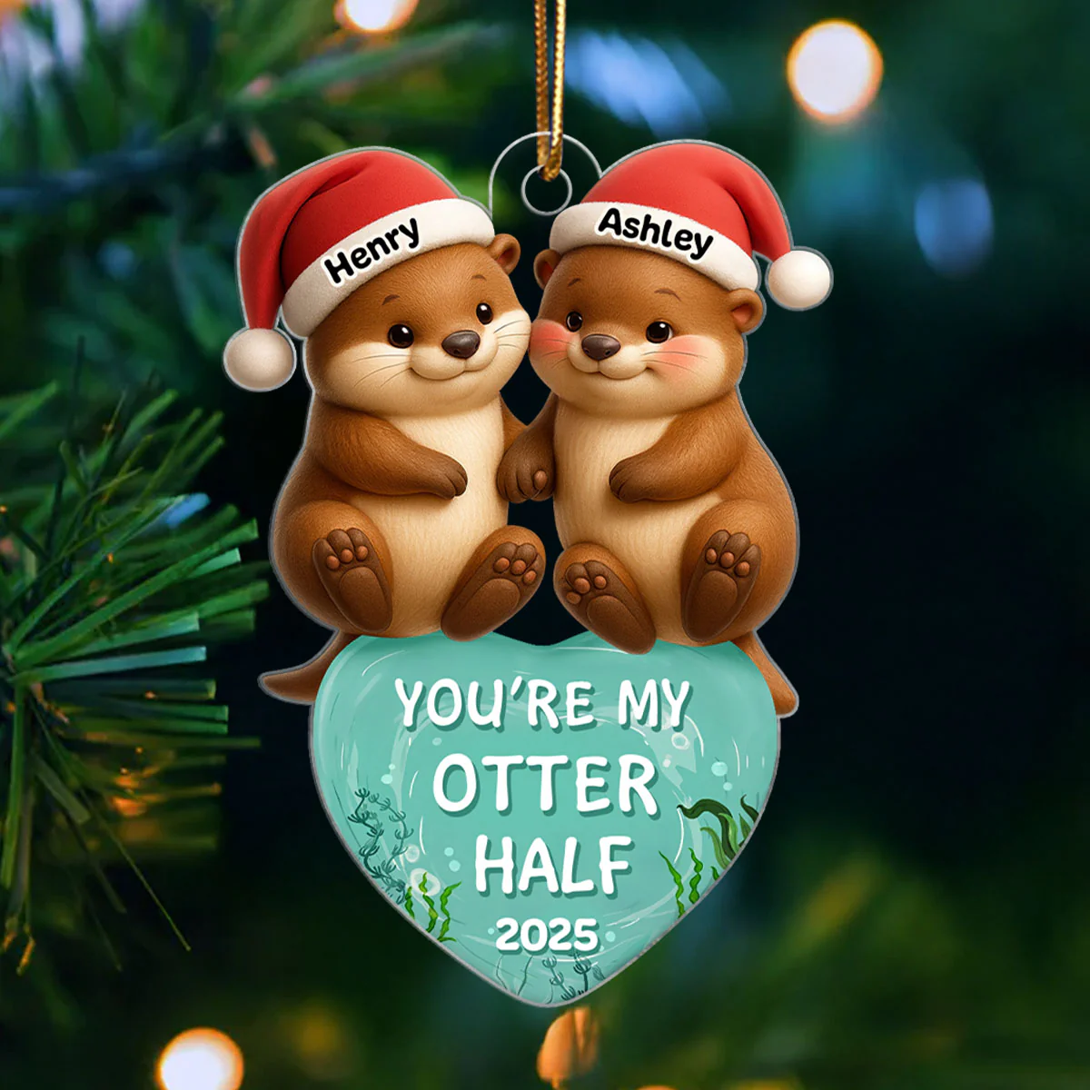 You’re My Otter Half - Personalized Acrylic Ornament - Christmas Gift for Couple - Image 3