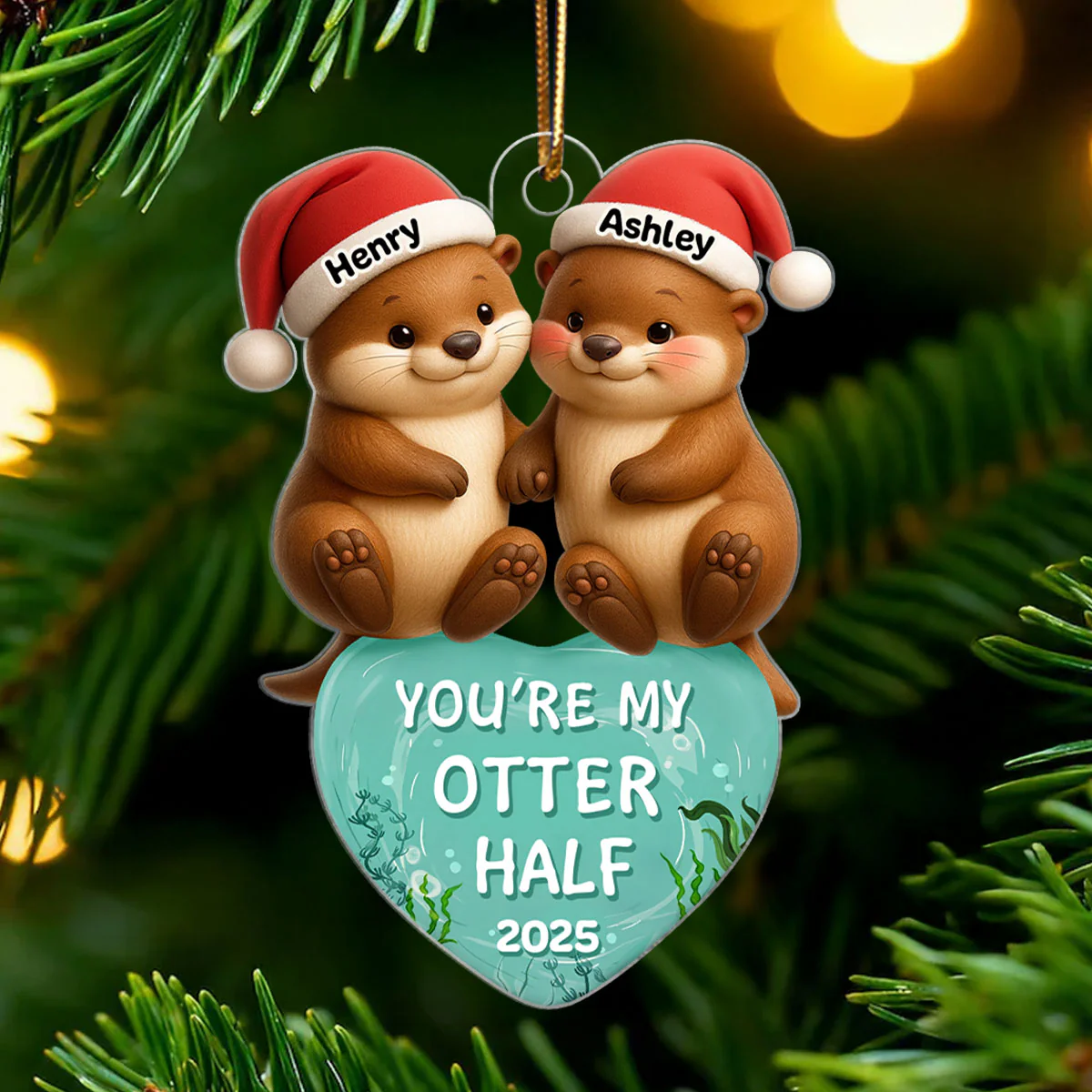 You’re My Otter Half - Personalized Acrylic Ornament - Christmas Gift for Couple - Image 4