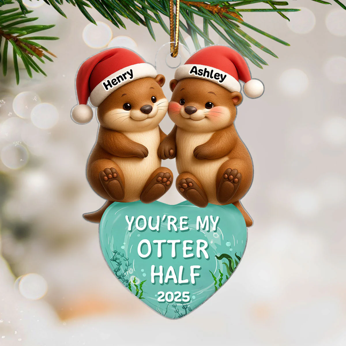 You’re My Otter Half - Personalized Acrylic Ornament - Christmas Gift for Couple - Image 5