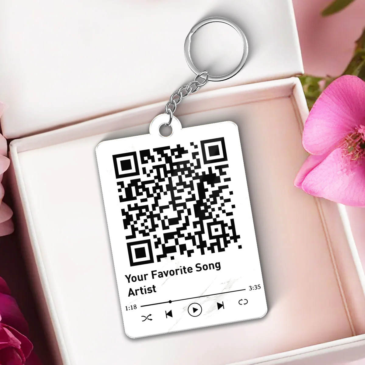 You're My Rainbow LGBT Couple Favorite Song QR Code Personalized Acrylic Keychain - Image 5