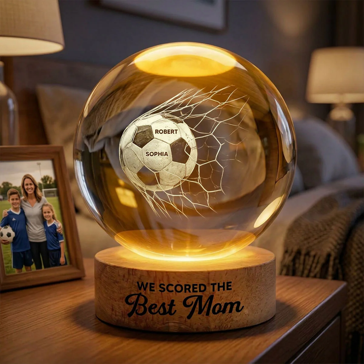 You're Our Best Goal Soccer Mom - Personalized Crystal Ball LED Night Light - Gift For Soccer Mom - Image 7
