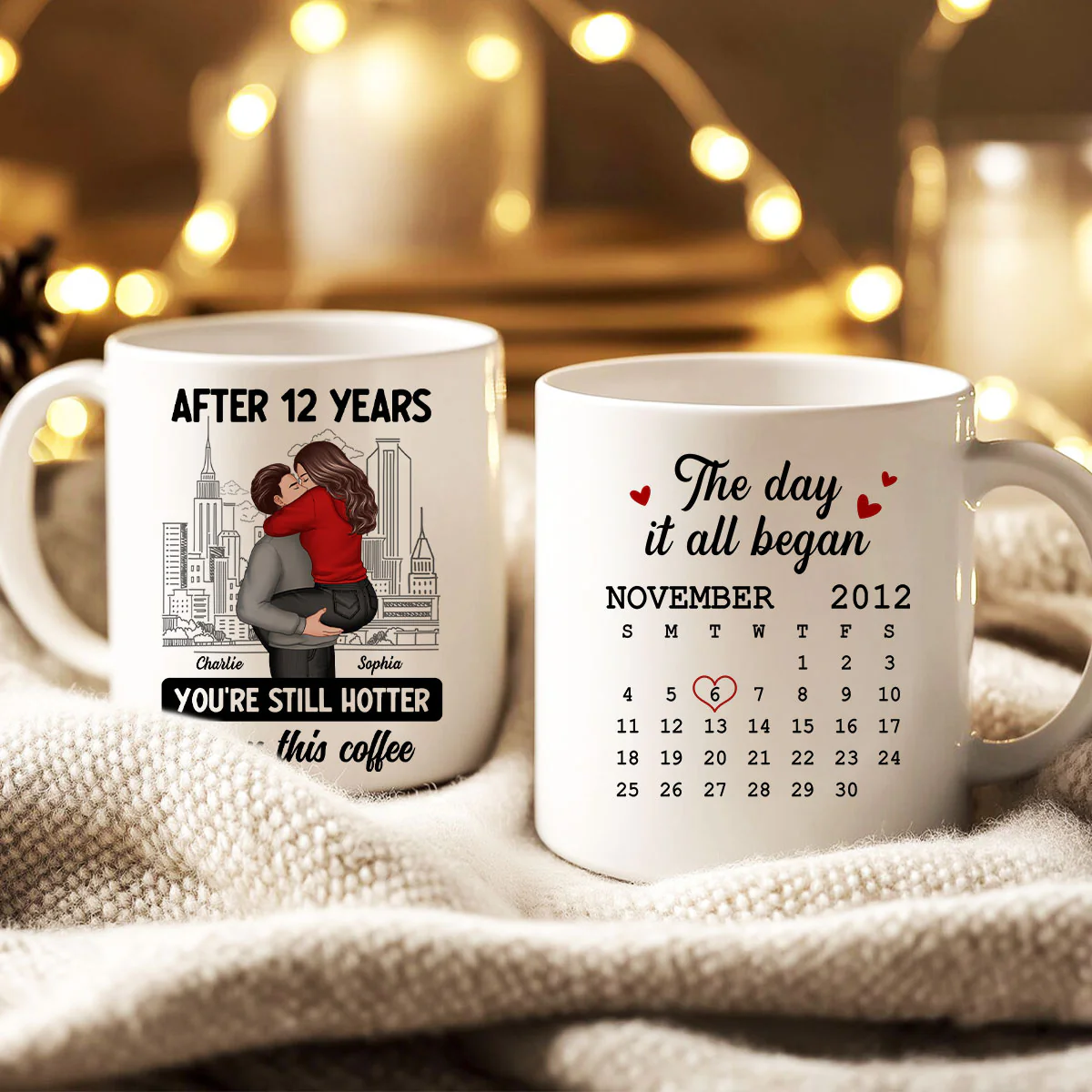 You're Still Hotter Than This Coffee Calendar Anniversary Gift For Couple Gift Personalized Mug - Image 2