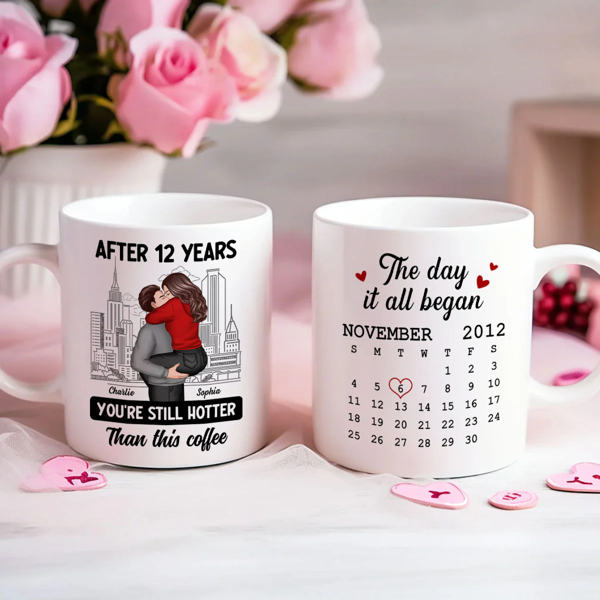 You're Still Hotter Than This Coffee Calendar Anniversary Gift For Couple Gift Personalized Mug - Image 7