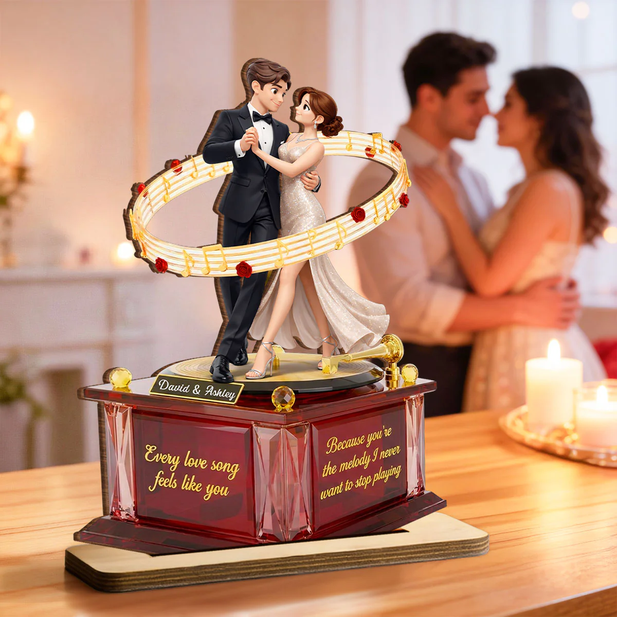 You're The Melody I Never Want To Stop Playing - Personalized 2-Layered Wooden Plaque - Valentine's Gift For Him, For Her, For Couple - Image 5