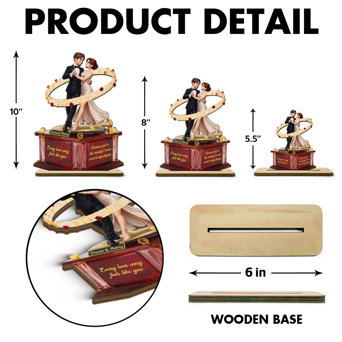 You're The Melody I Never Want To Stop Playing - Personalized 2-Layered Wooden Plaque - Valentine's Gift For Him, For Her, For Couple - Image 7