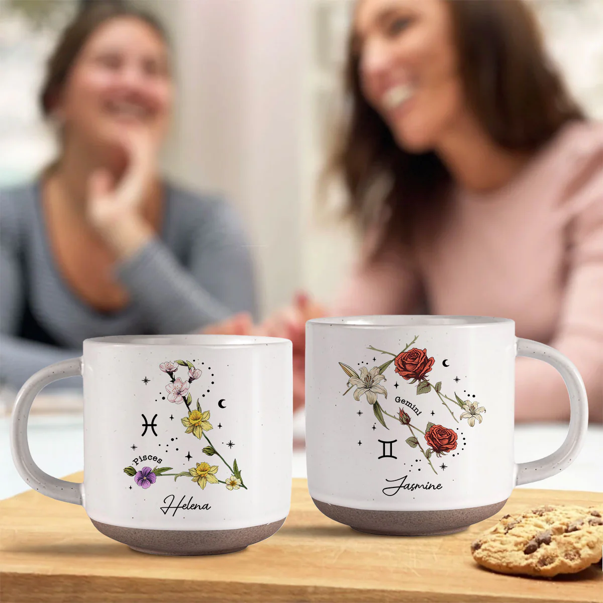 Zodiac Floral Star Constellation Birth Month Flower Personalized Pottery Mug, Best Friend Mug, Birthday Mug, Birth Signs, Star Signs - Image 3