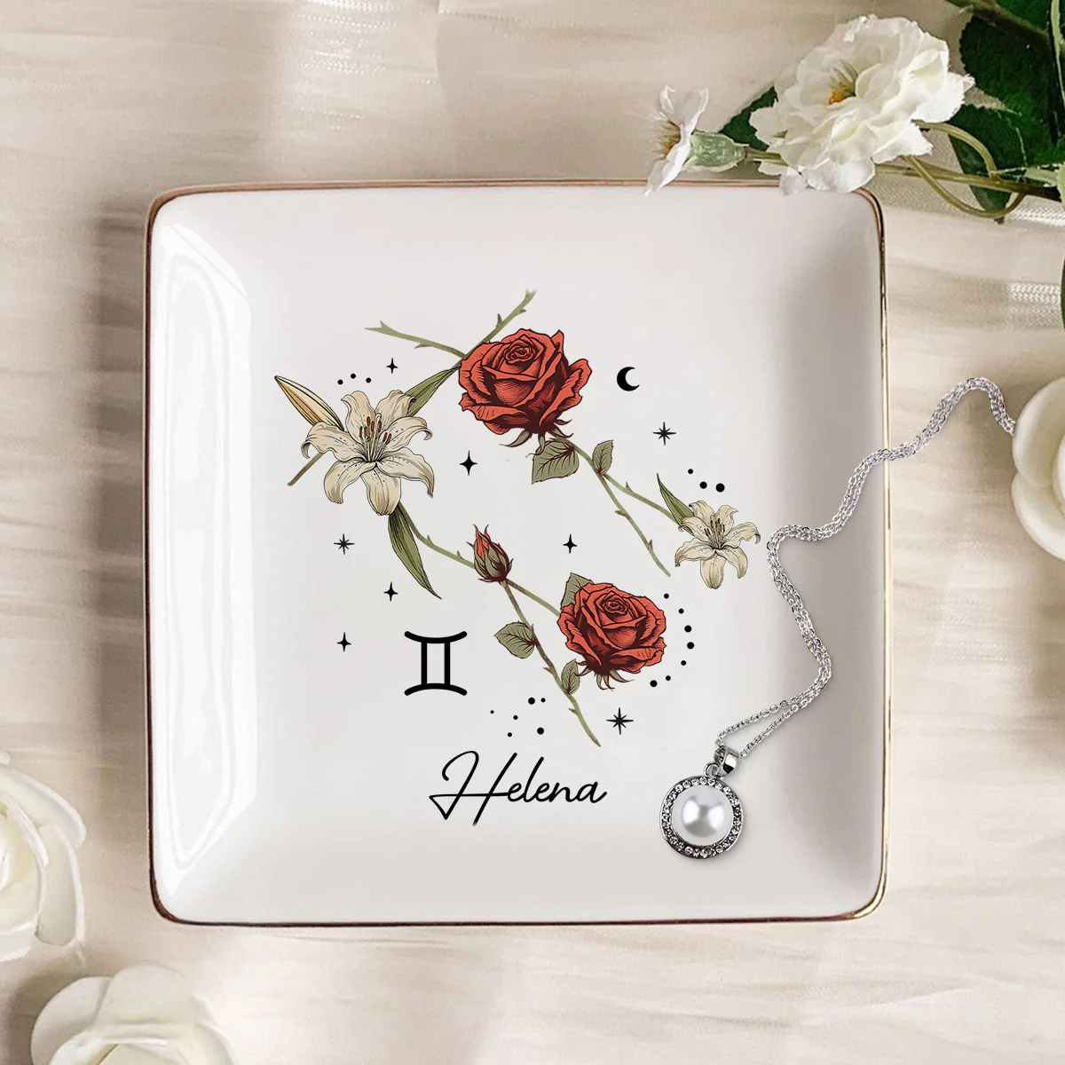 Zodiac Sign Birth Month Flower Personalized Jewelry Dish, Gifts For Friends, Daughter, Birthday Gifts - Image 10
