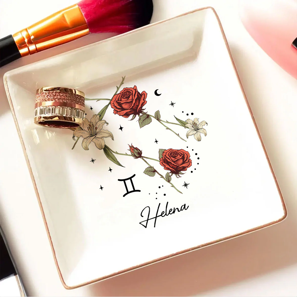 Zodiac Sign Birth Month Flower Personalized Jewelry Dish, Gifts For Friends, Daughter, Birthday Gifts - Image 9