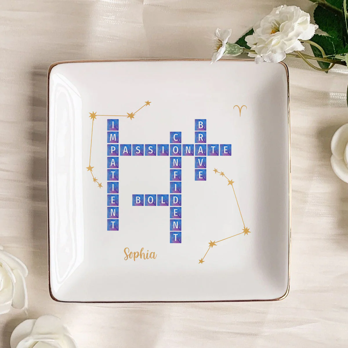Zodiac Sign Crossword Astrological Personalized Jewelry Dish, Gifts For Friends, Daughter Birthday Gifts - Image 10