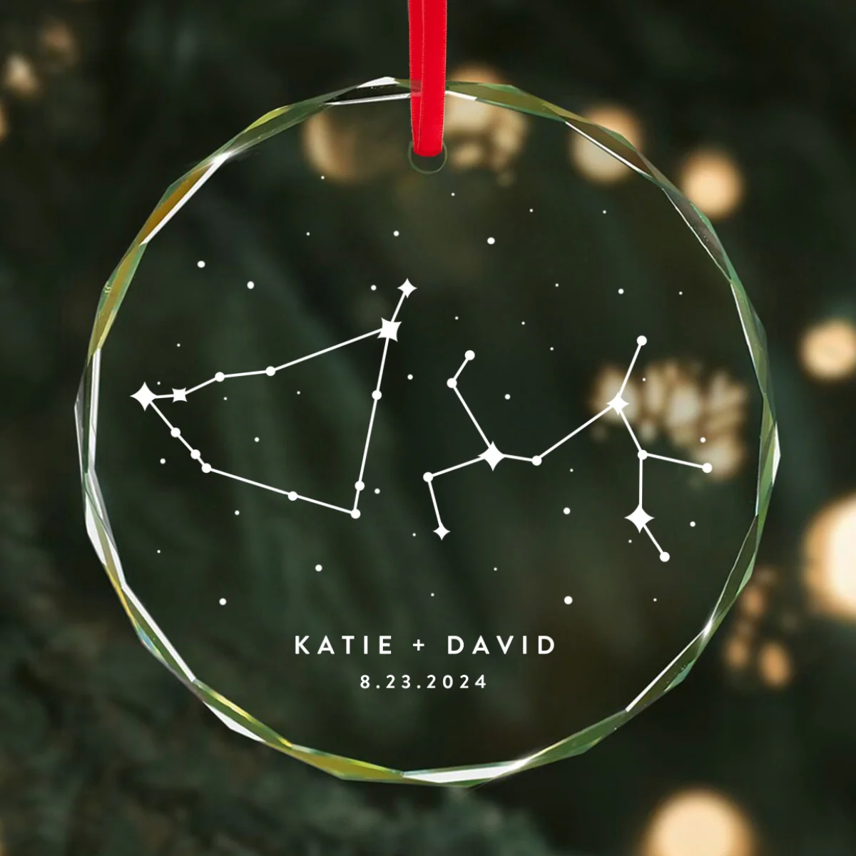 Zodiac Sign Stars Couple Personalized Glass Ornament, Christmas Gift - Image 10