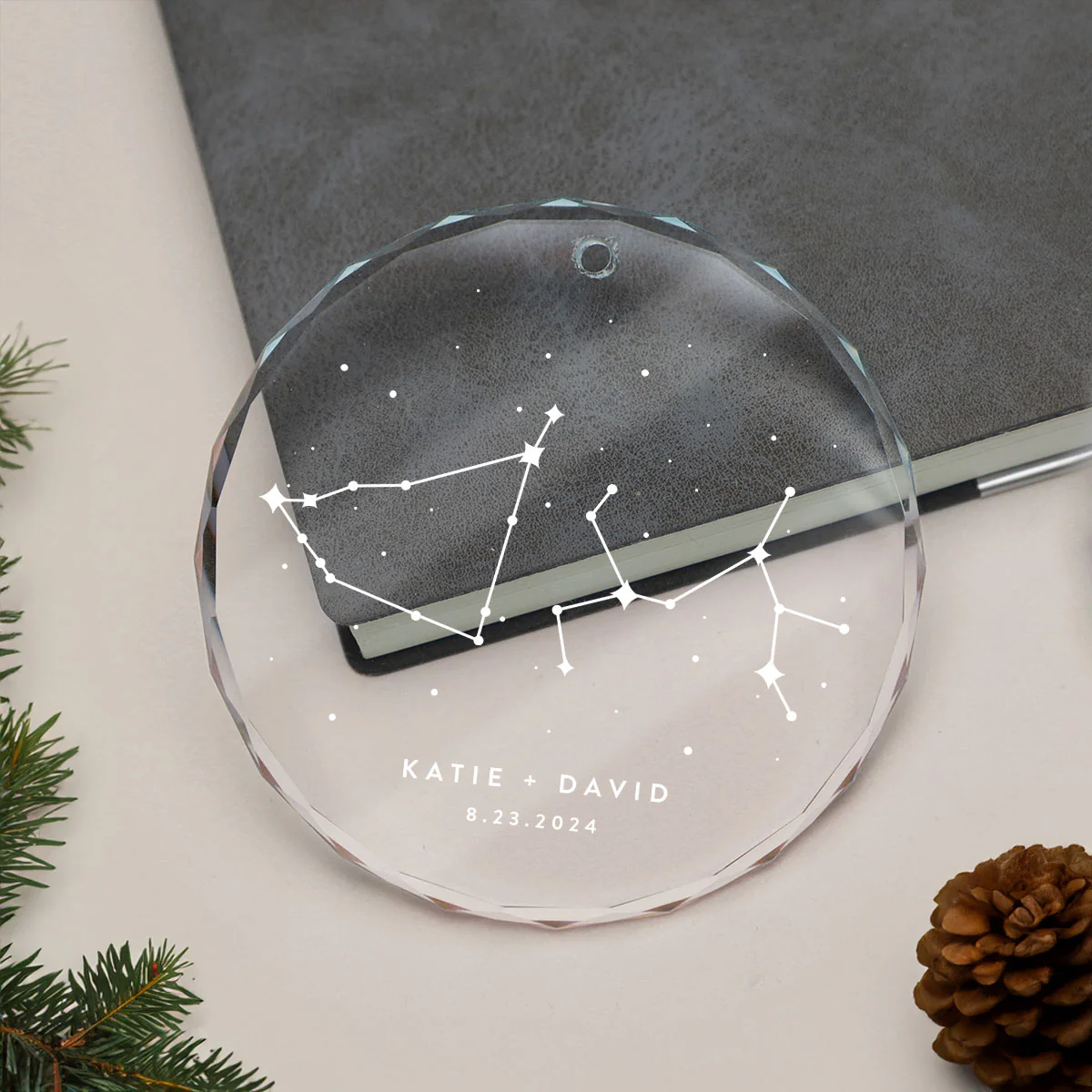 Zodiac Sign Stars Couple Personalized Glass Ornament, Christmas Gift - Image 7